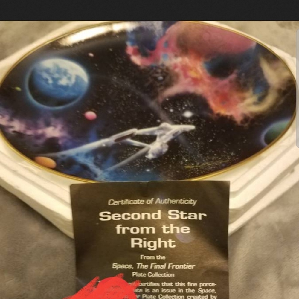 VINTAGE Star Trek collectors plate " Second Star" HAMILTON COLLECTION